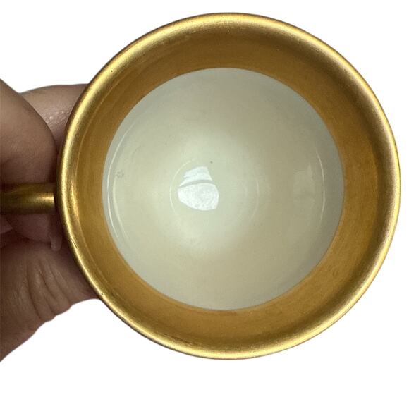 Set (2) VTG Flintridge Expresso Coffee Cup & Saucer White w/ Matte Gold Trim. - Picture 2 of 3